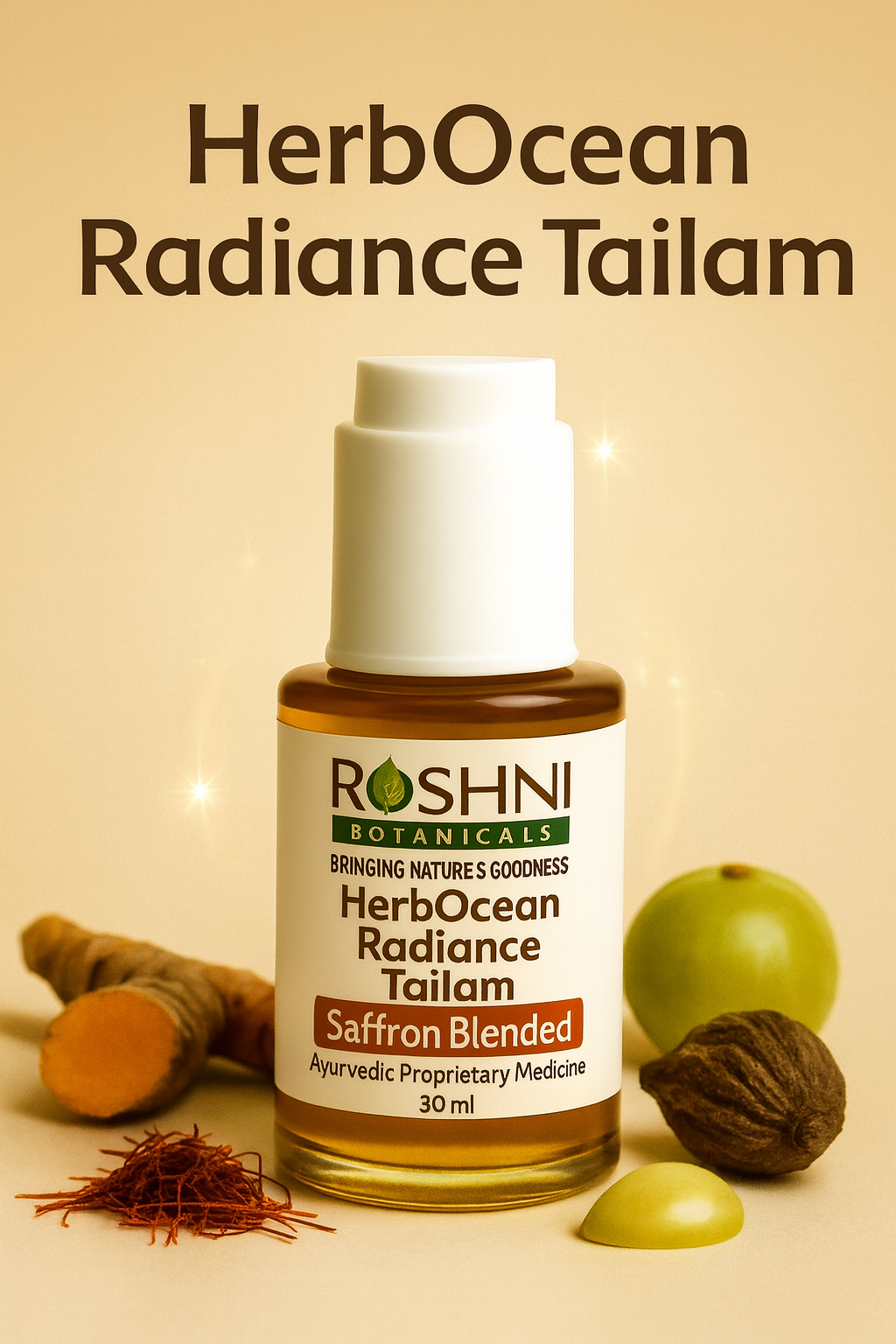 HerbOcean Radiance Tailam by Roshni Botanicals: Advanced Ayurvedic Solution for Hypopigmentation